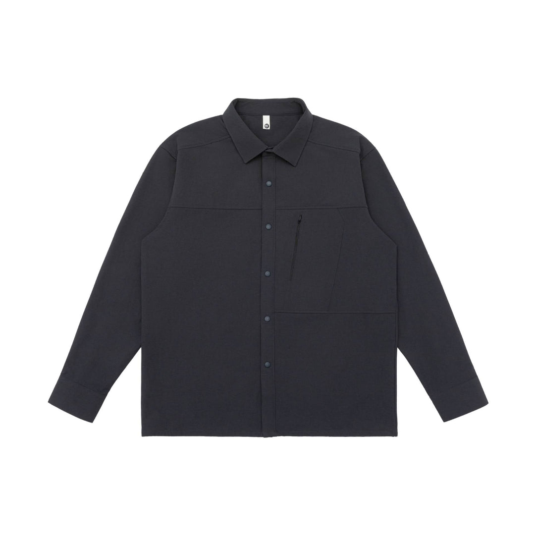 Unisex Oversized Skjorta Jacka i Utility Stil med Concealed Tryckknappsslå och Diagonal Dragkedja Ficka