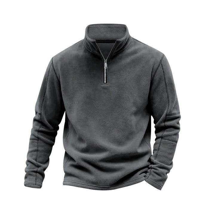 Herr Lätt Fleece Pullover med Halv Dragkedja och Ståkrage