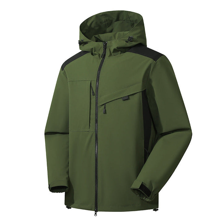 Herr Softshell Utomhus Jacka med Vattentät Membrane och Justerbar Huva