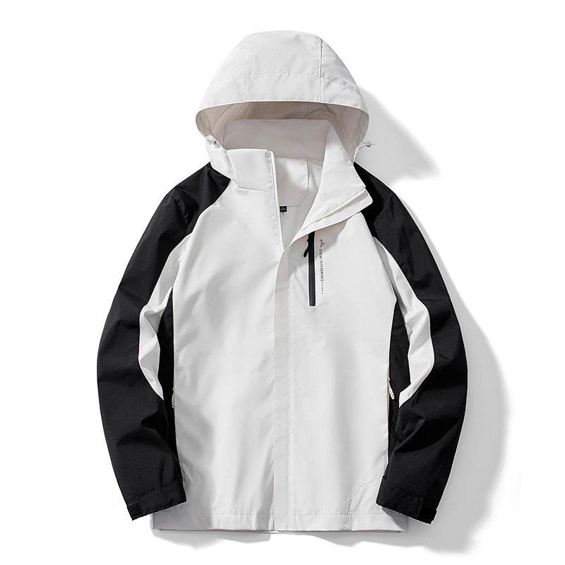 Dam två-layer softshell rain jacka med huva, andningsbar membrane och chest zip
