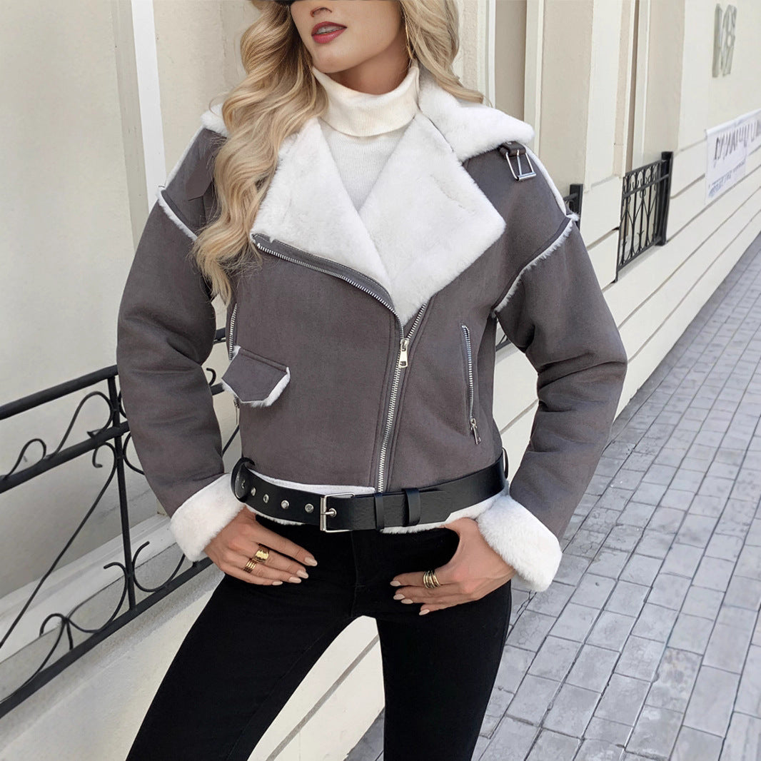Dam Fashion konstläderjacka med lyxig Faux Fur kant