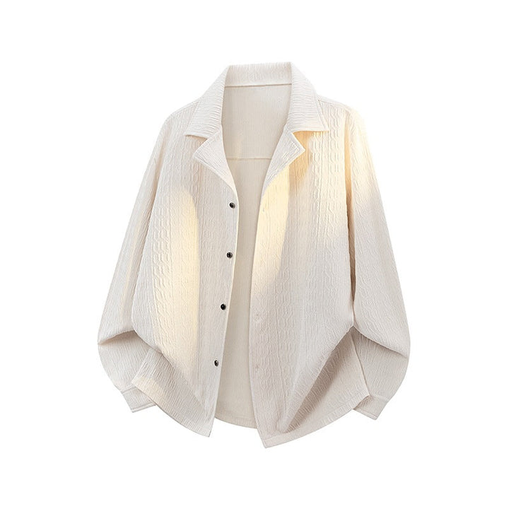 Dam Lightly Structured Oversize Skjortjacka med Lapel Krage &amp; Press Knapp Front