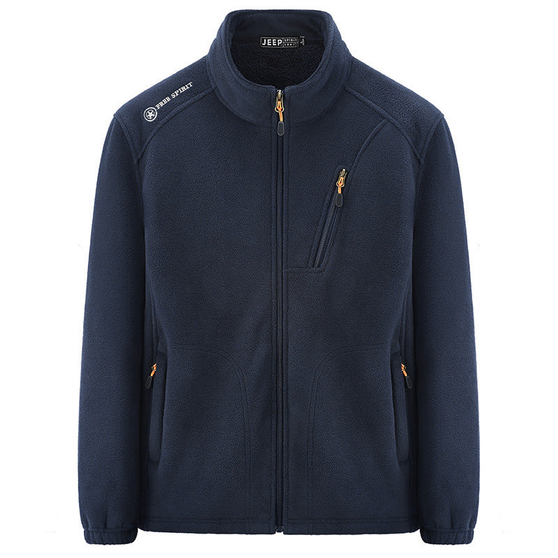 Herr Termisk Fleece Jacka med Sherpa Foder, Stående Krage och Zippered Fickor