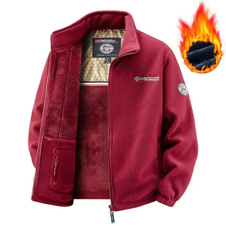 Herr Polar Fleece Thermo Utomhus Jacka med Teddyfoder och Stående Krage