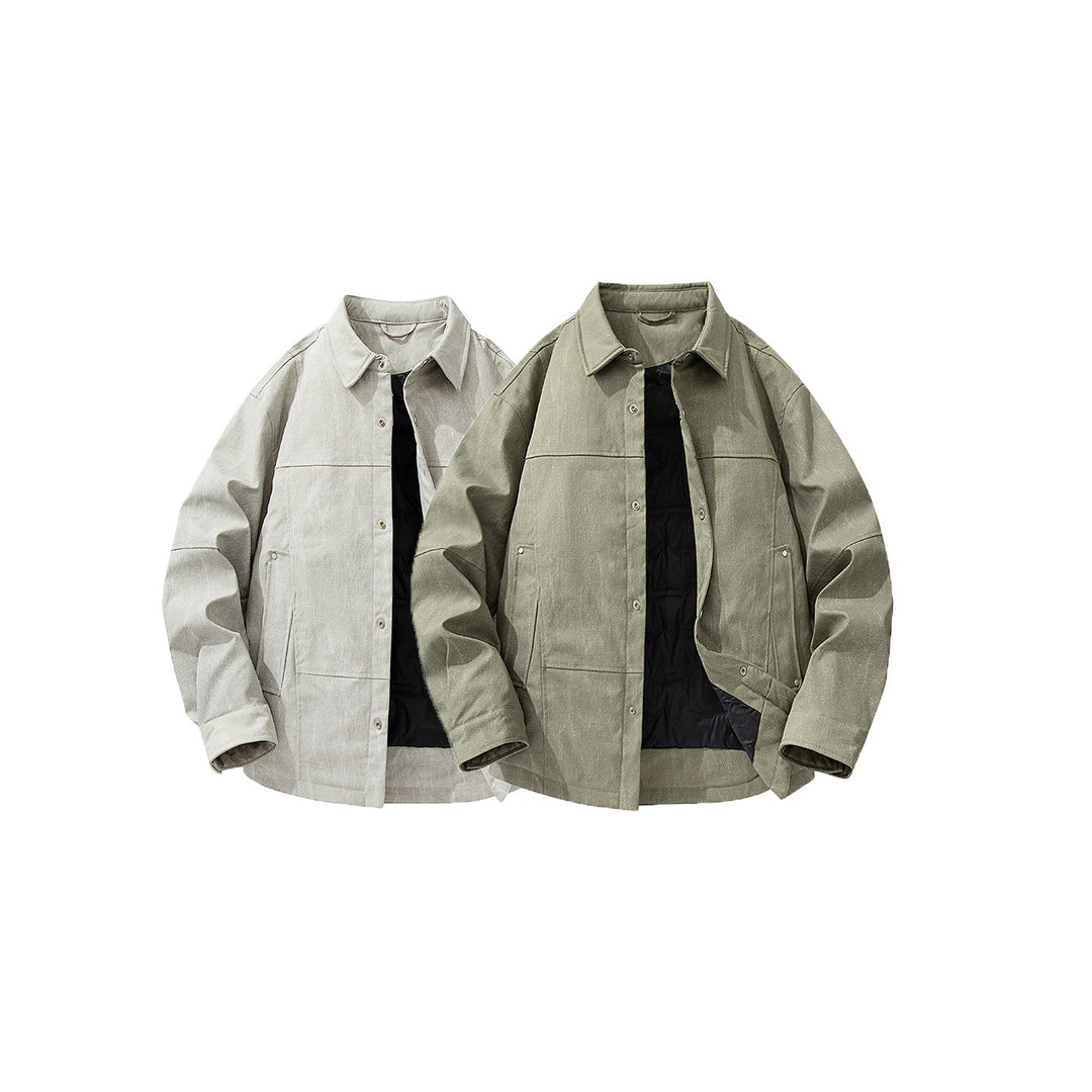 Herr Quiltad, Fodrad Canvas-Utility-Jacke med Tryckknappar