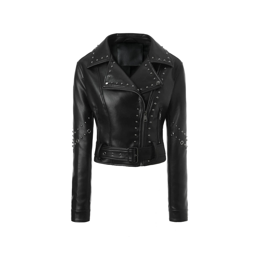 Dam Snygg Bikerjacka med Studs