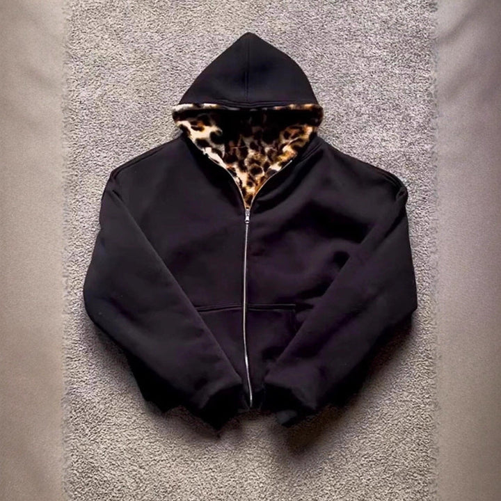 Dam Sporty Jacka med Leopard innerfoder