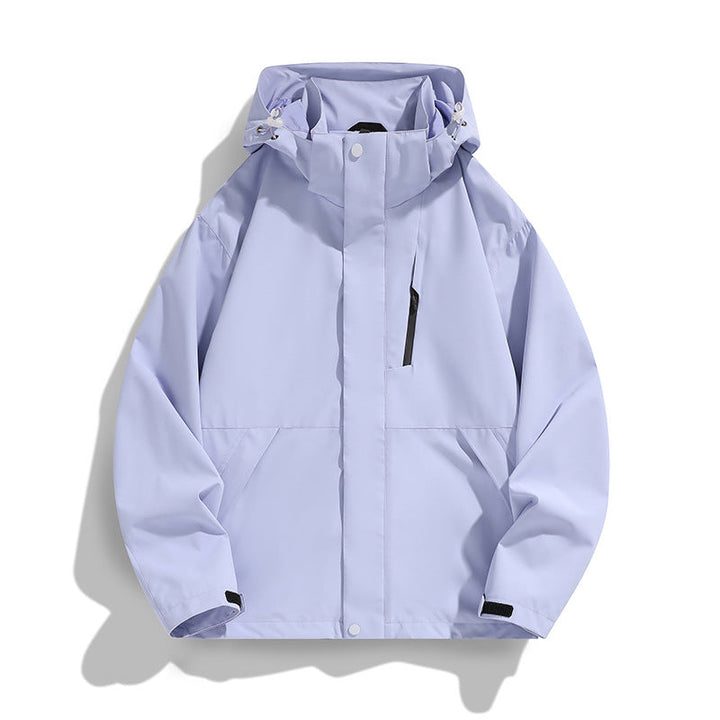 Dam oversize softshell med huva jacka med Drop Shoulder, dold dragkedjas och dragsko