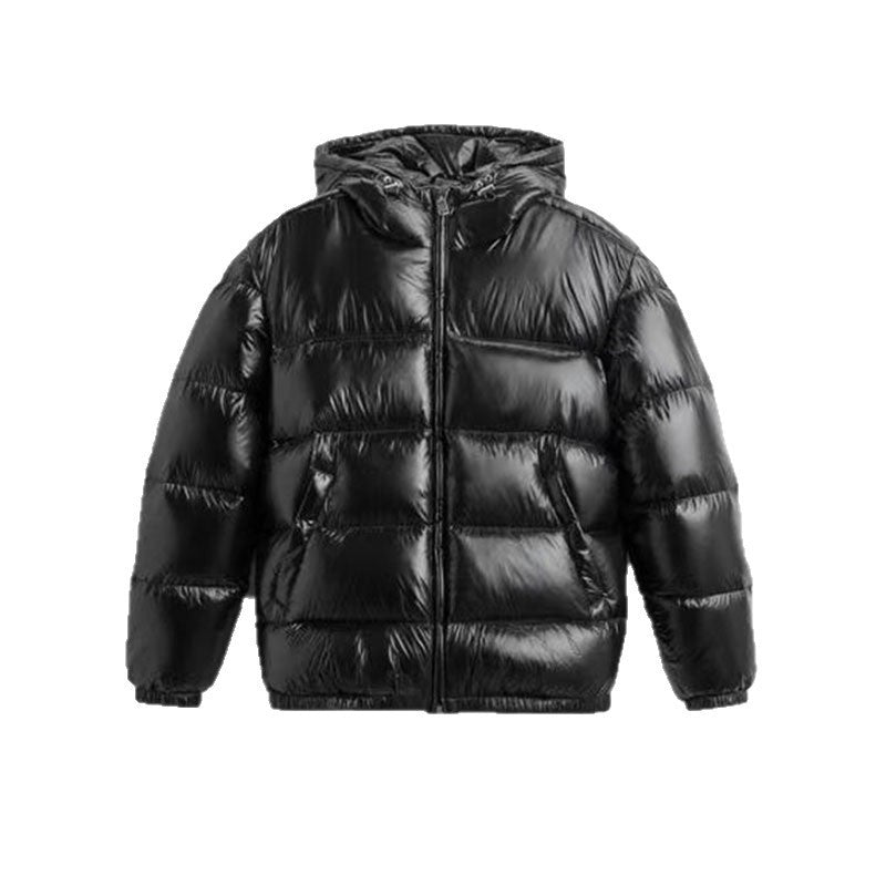 Dam oversize kviltad jacka med huva och Glossy Finish