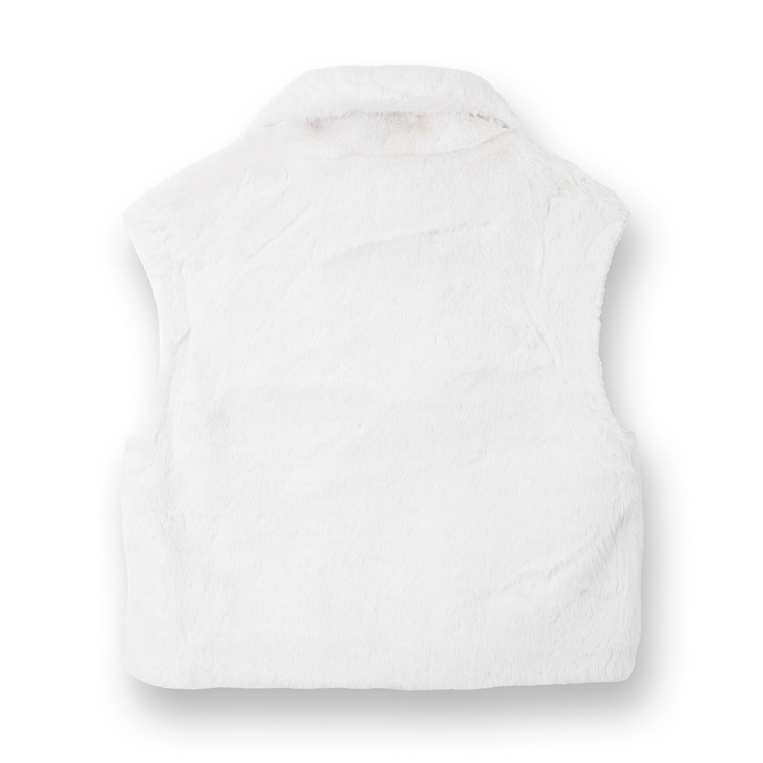 Dam ärmlös Faux Fur väst med ståkrage, dragkedja och Flap fickor