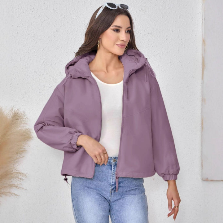Dam vadderad Hooded jacka med Drawstring, Double Front dragkedja och elastiska muddar