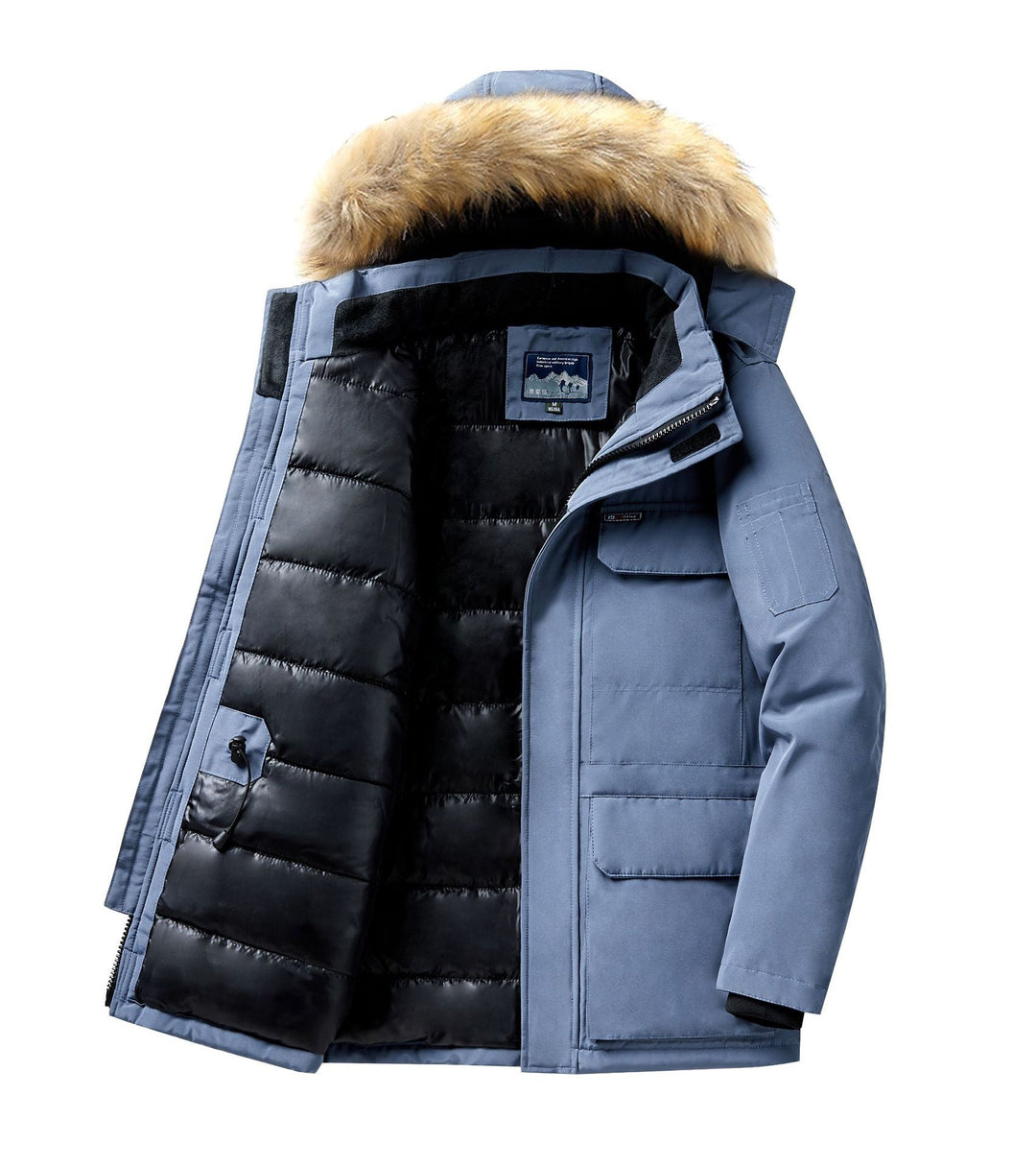 Herr Expedition Parka med Avtagbar Huva och Faux Fur Trim