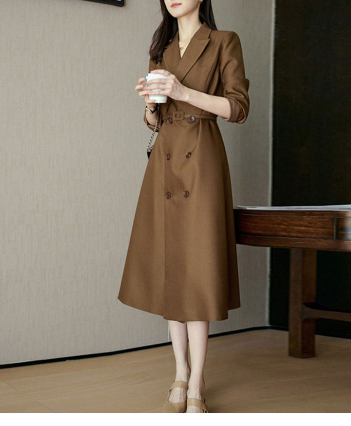 Dam elegant trenchcoat med Double knappslå och midjebälte