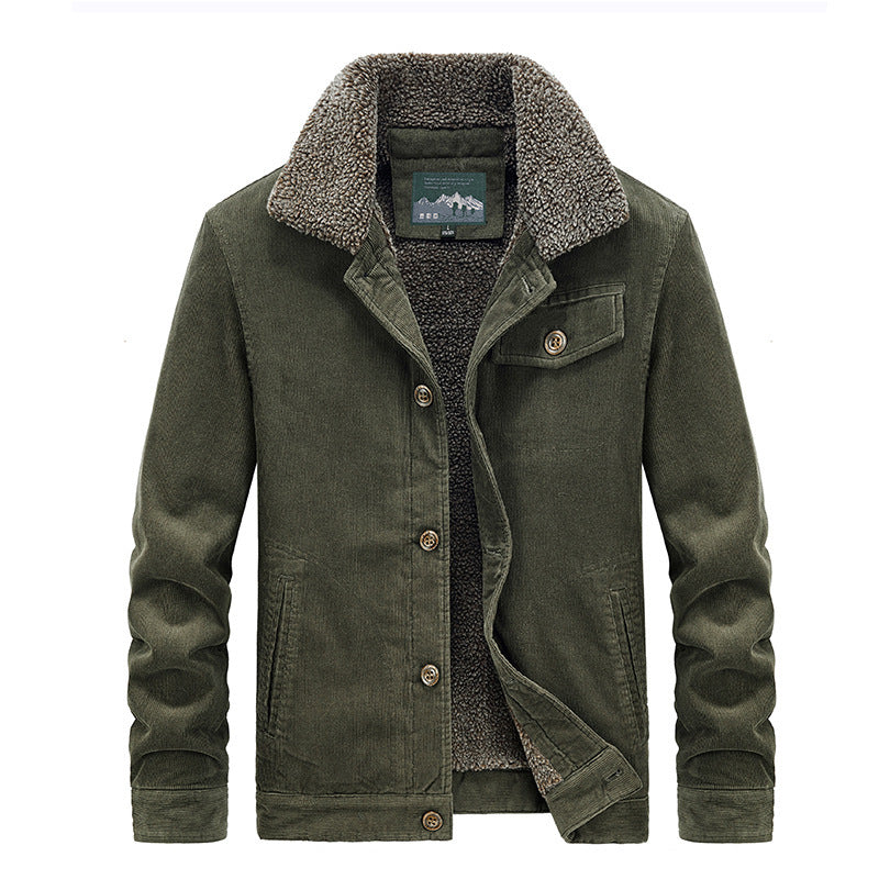 Herr Bomull Manchester Jacka i Worker Blouson med Warming Sherpa Foder