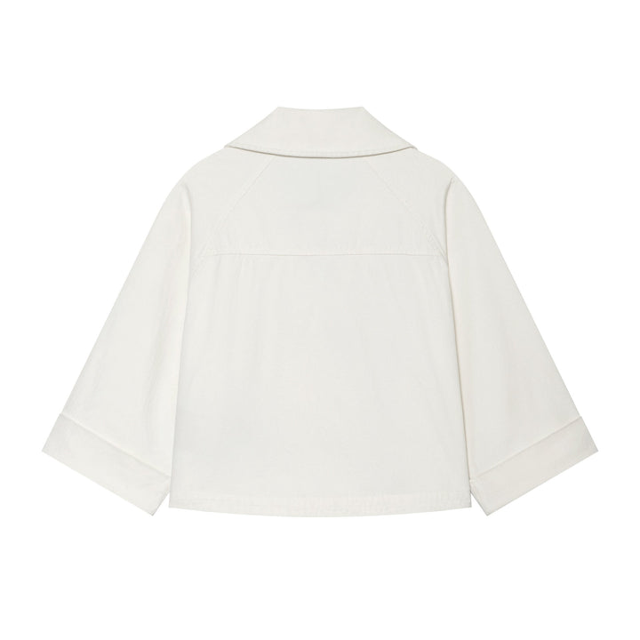 Dam Kort Double-Breasted Cape Trench med Wide Ärmar och Cuff Detail
