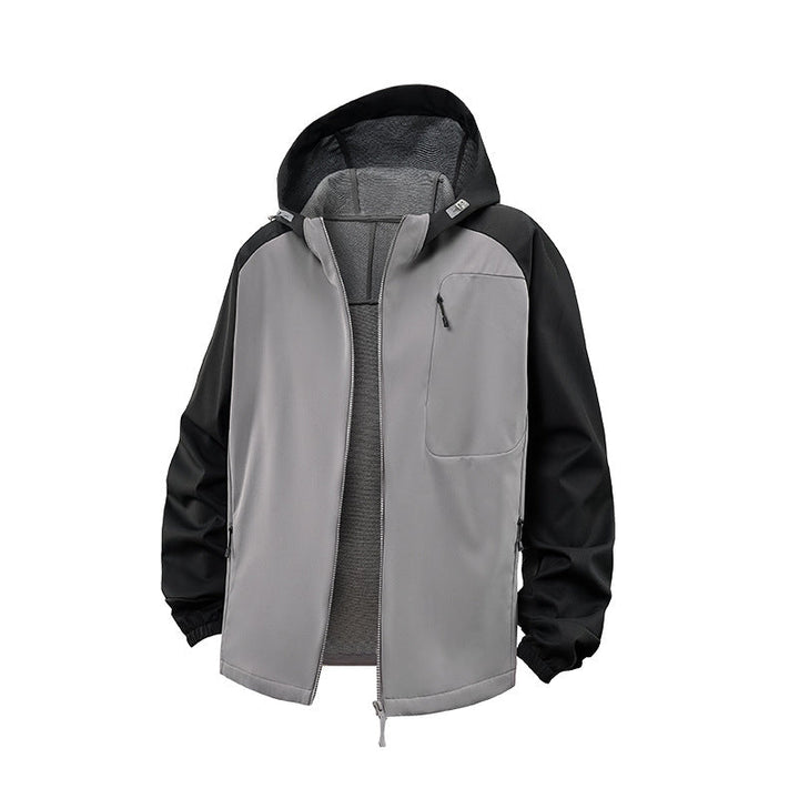 Herr Vattentät Softshell-Luvtröja Jacka med Fleece Foder, Vindtät och med Bröst Dragkedja Drune