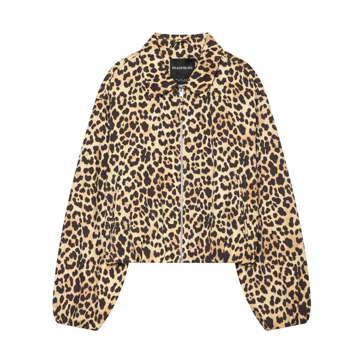 Dam Kort Boxig Blouson Jacka Tillverkad av Bomull Blend med Front Dragkedja