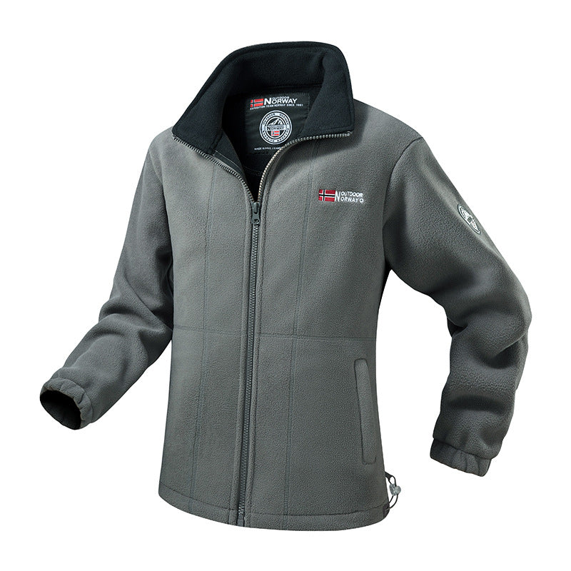 Herr Robust Trekking Fleece Jacka med Hög Ståkrage, Fullängd Dragkedja &amp; Praktisk Sidofickor