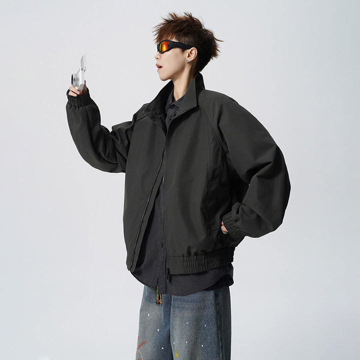 Unisex oversize Windbreaker med ståkrage och Raglan ärmar