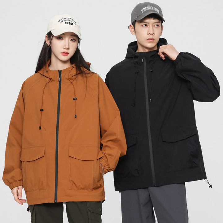 Dam oversize Windbreaker jacka med huva och Cargo fickor