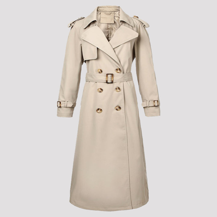 Dam Snygg Lång Trenchcoat med Belt