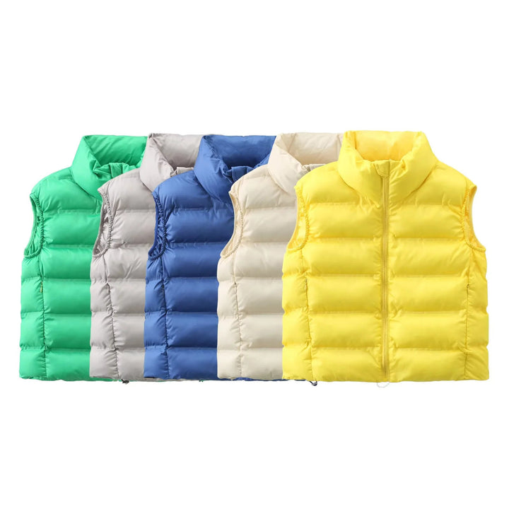 Dam quiltad thermal väst med high ståkrage, side dragkedja fickor, och adjustable fåll