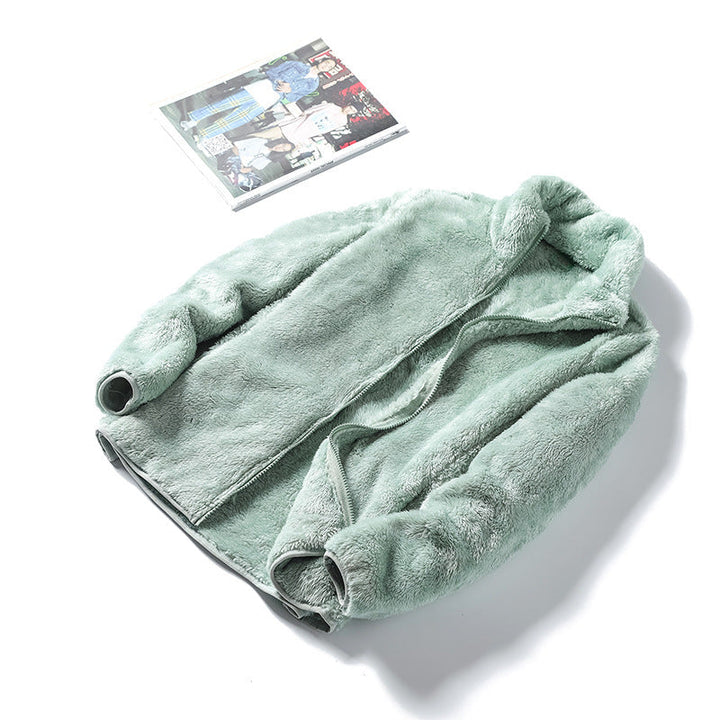 Dam mysig Teddy fleecejacka med Stand krage och Concealed dragkedja