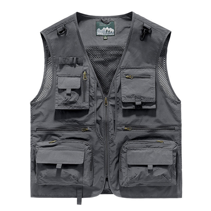 Unisex Multi-pocket utilityväst med Mesh Inserts och Front dragkedja
