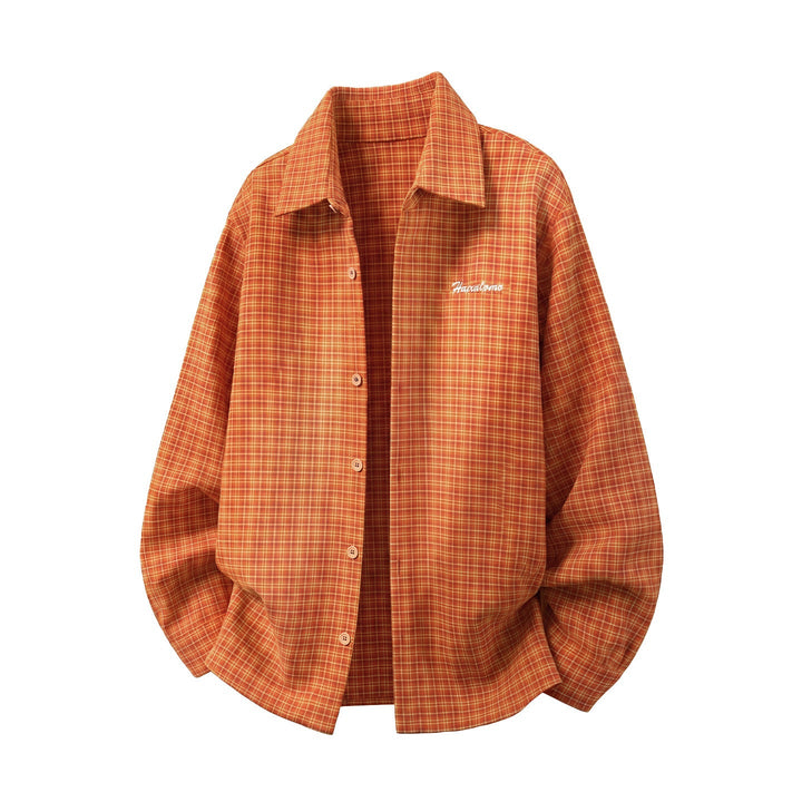 Unisex Check Skjortjacka i A Avslappnad Oversize Skärning med Embroidered Script Logo