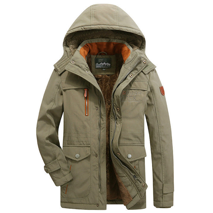 Herr Insulated Parka med Teddyfoder, Huva och Multifunction Fickor