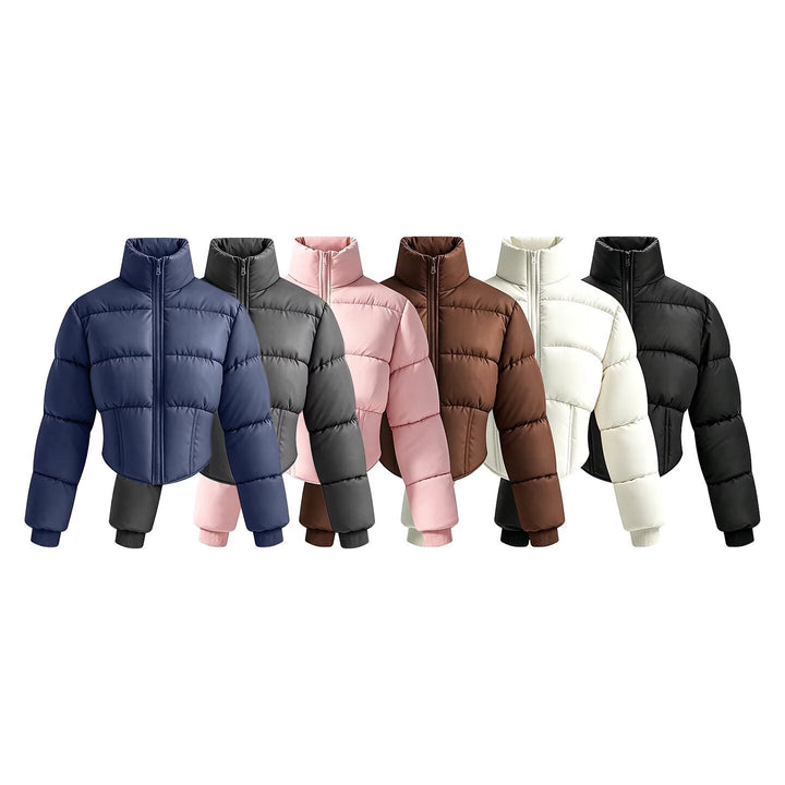 Dam Kort Skärning Quiltad Jacka med Fitted Corset Section