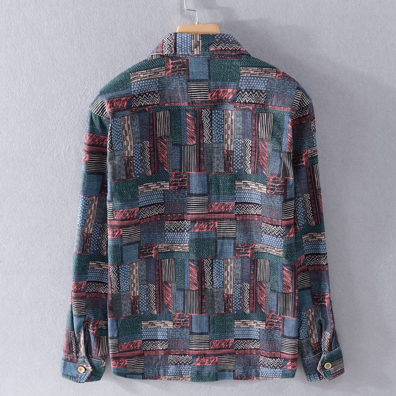 Herröverskjorta i Patchwork Look med Applied Bröstfickor