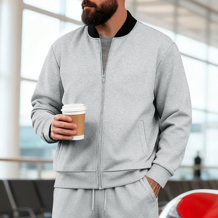 Herr Nan Urban Sweat Track Jacka med Ståkrage Concealed Dragkedja Elastic Rib Muddar och Sidofickor