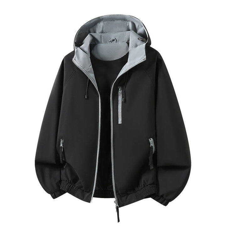 Dam lätt med huva shell jacka in urban look med kontrasterande foder, zippered fickor, och elastic fåll