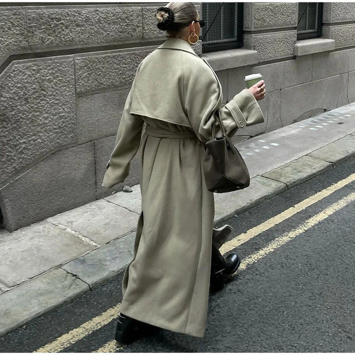 Dam 300+ Longer Oversize Trenchcoat med Waist Belt och Shoulder Patches