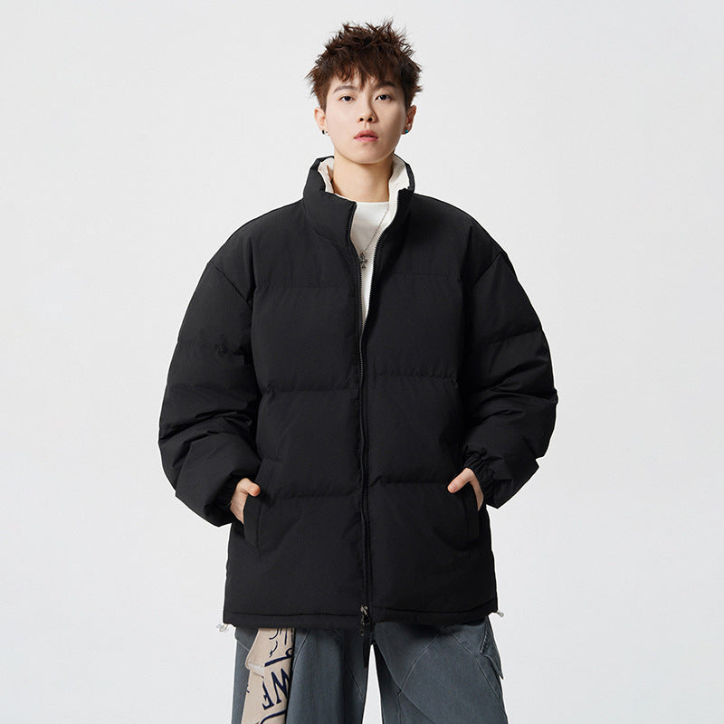 Herr Short Skärning Oversized Quiltad Jacka med Hög Krage