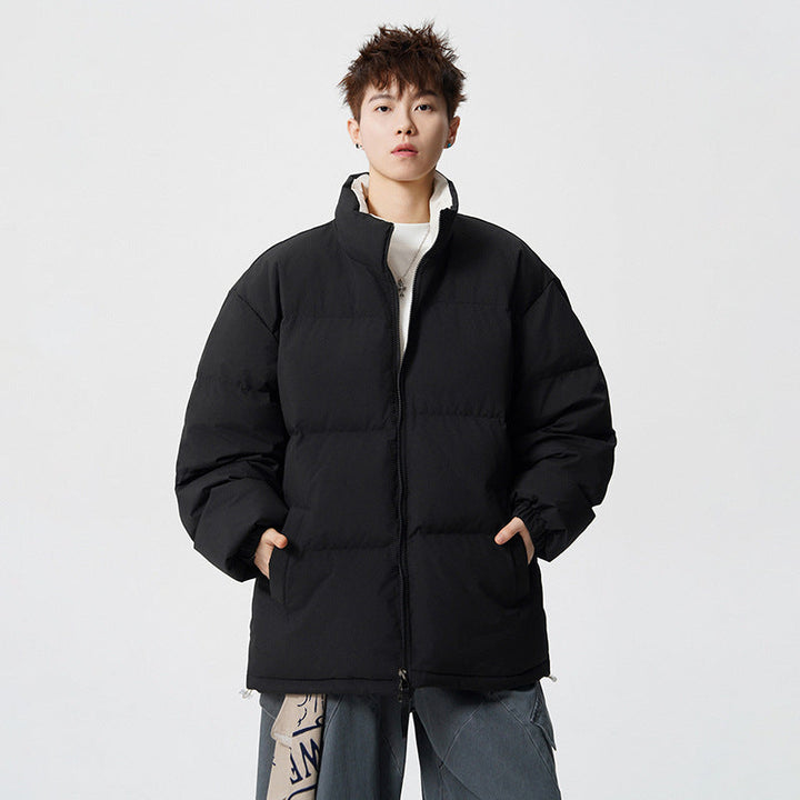 Herr Short Skärning Oversized Quiltad Jacka med Hög Krage