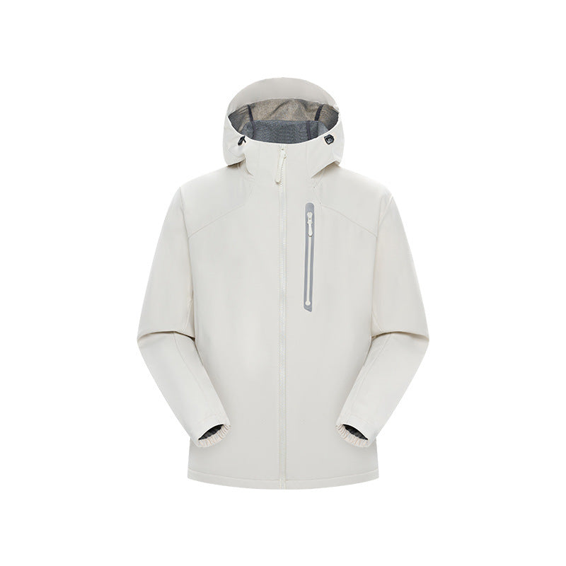 Herr Vattentät Softshell Frilufts Jacka med Justerbar Huva, Welded Dragkedjor och Reflekterande Bröstficka Drune