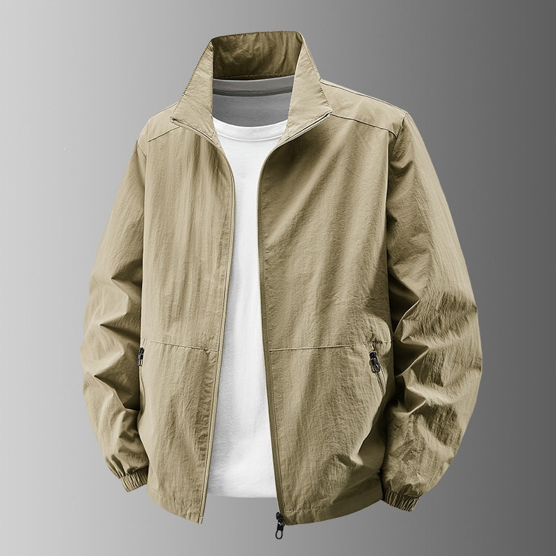 Herr Ultralight Technical Blouson Jacka med Elastisk Muddar, Dold Dragkedjefickor och Andningsbar Nylon Mix