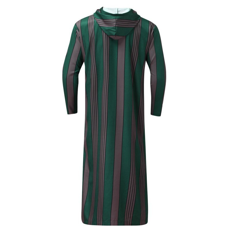 Herr Smal Luvtröja Robe med Vertical Rand Structure Dragkedja och Side Slits