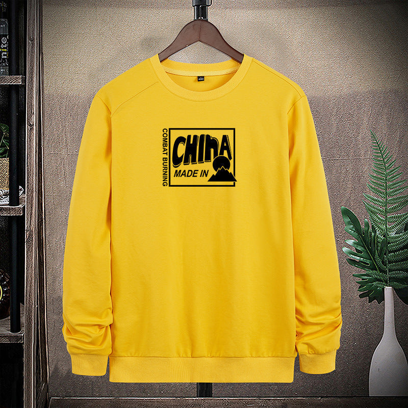 Herr College-Tröja med Crew Neck och Eye-Catching Statement Fram Tryck