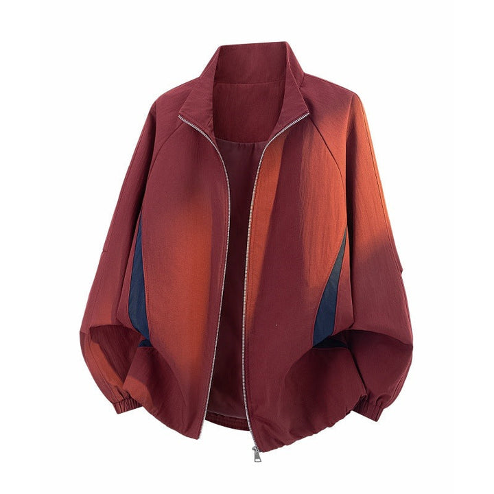 Dam Lätt Oversize Övergångsjacka med Raglan Ärmar, Dragkedja och Contrast Inserts