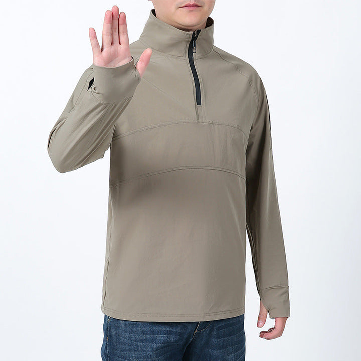 Herr Softshell Pullover med Kort Dragkedja, Ärmficka, och Raglanärmar