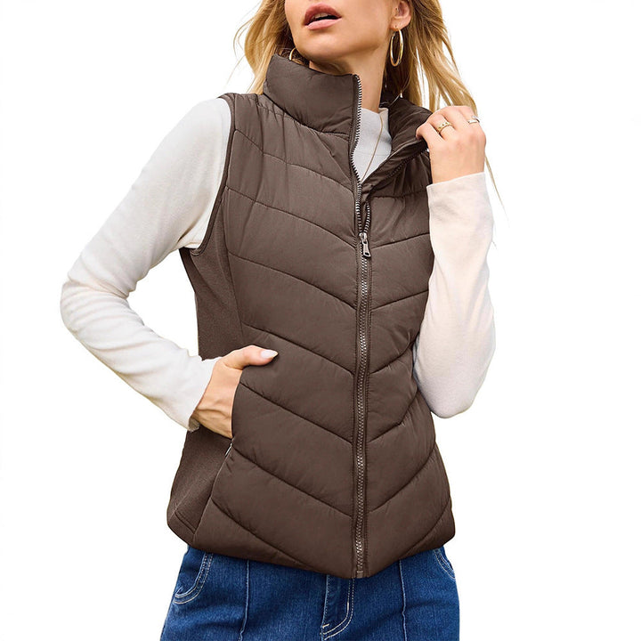 Dam vadderad waistcoat med hög ståkrage