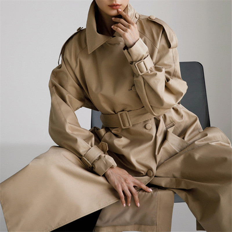 Dam oversized trenchcoat med bred Back fåll, Ties bälte och Storm Detail