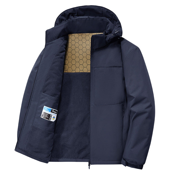 Herr Thermo Softshell Parka med Fleecefoder och Honeycomb Isolering Membrane