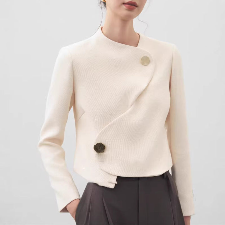 Dam elegant kort blazer jacka med asymmetric skärning