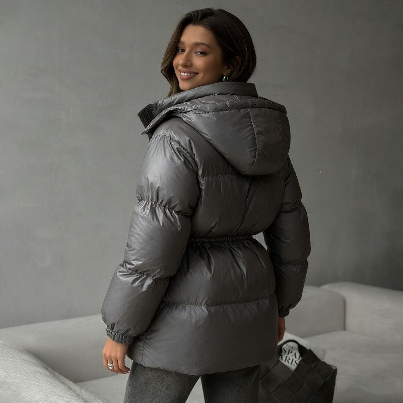Dam Fashion Hooded jacka med Waist Drawstring