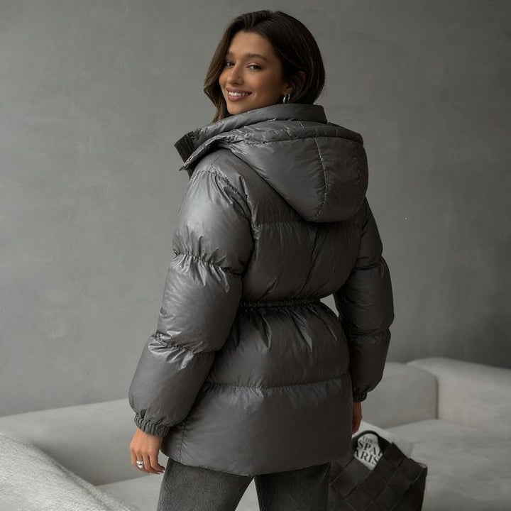 Dam Fashion Hooded jacka med Waist Drawstring