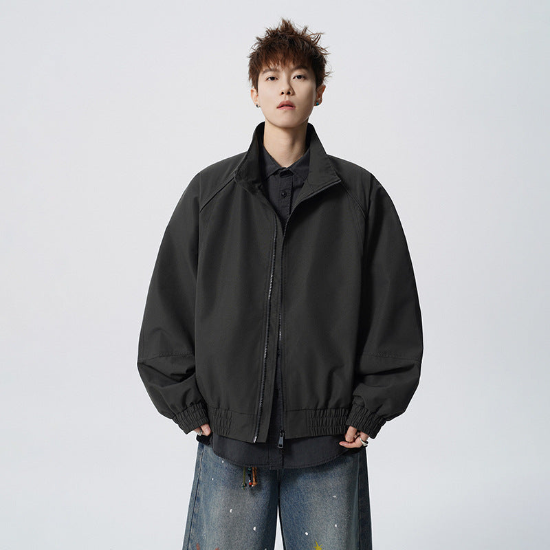 Unisex oversize Windbreaker med ståkrage och Raglan ärmar